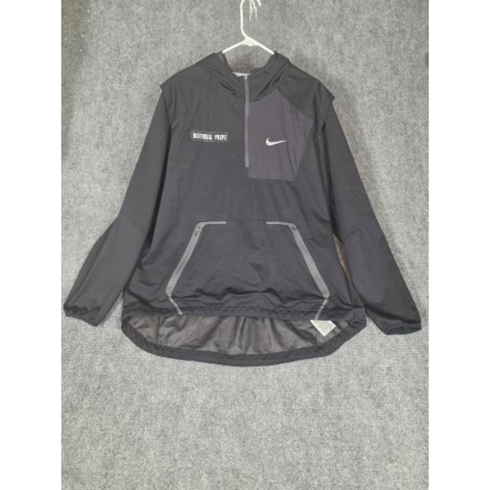 Nike National Preps Quarter Zip Hooded Pullover Black Mens XL 845893-010 Workout